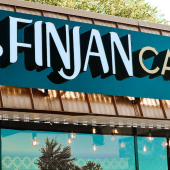 Exterior sign of Finjan Café in Garden City, MI